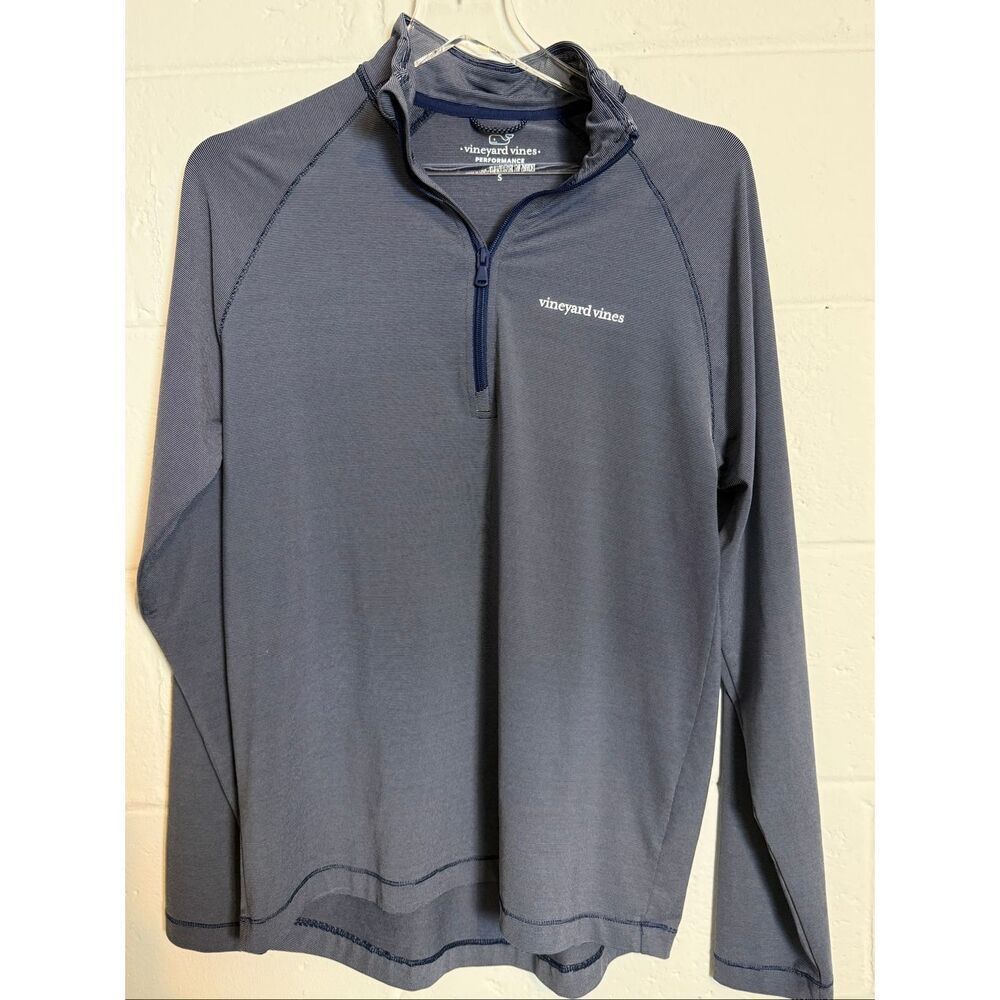 Vineyard Vines Men’s Performance Sankaty Quarter Zip Pullover Size S Navy Stripe